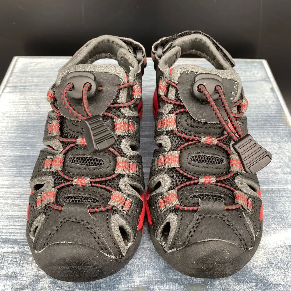 DREAM PAIRS Boys Athletic Sandals Black/Red Size 10